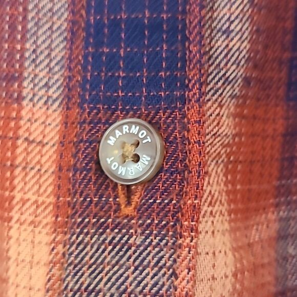 Marmot Fairfax Midweight Flannel Plaid Shirt Color: Red Ochre Size XL - Picture 3 of 13